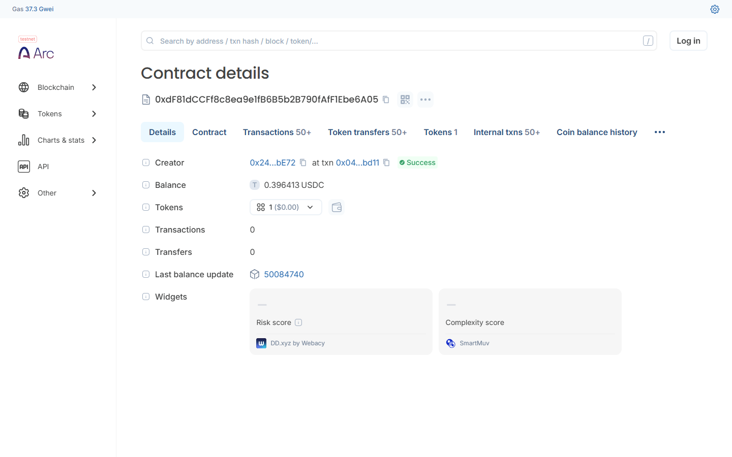 ArcScan: the deployed MeritJob contract