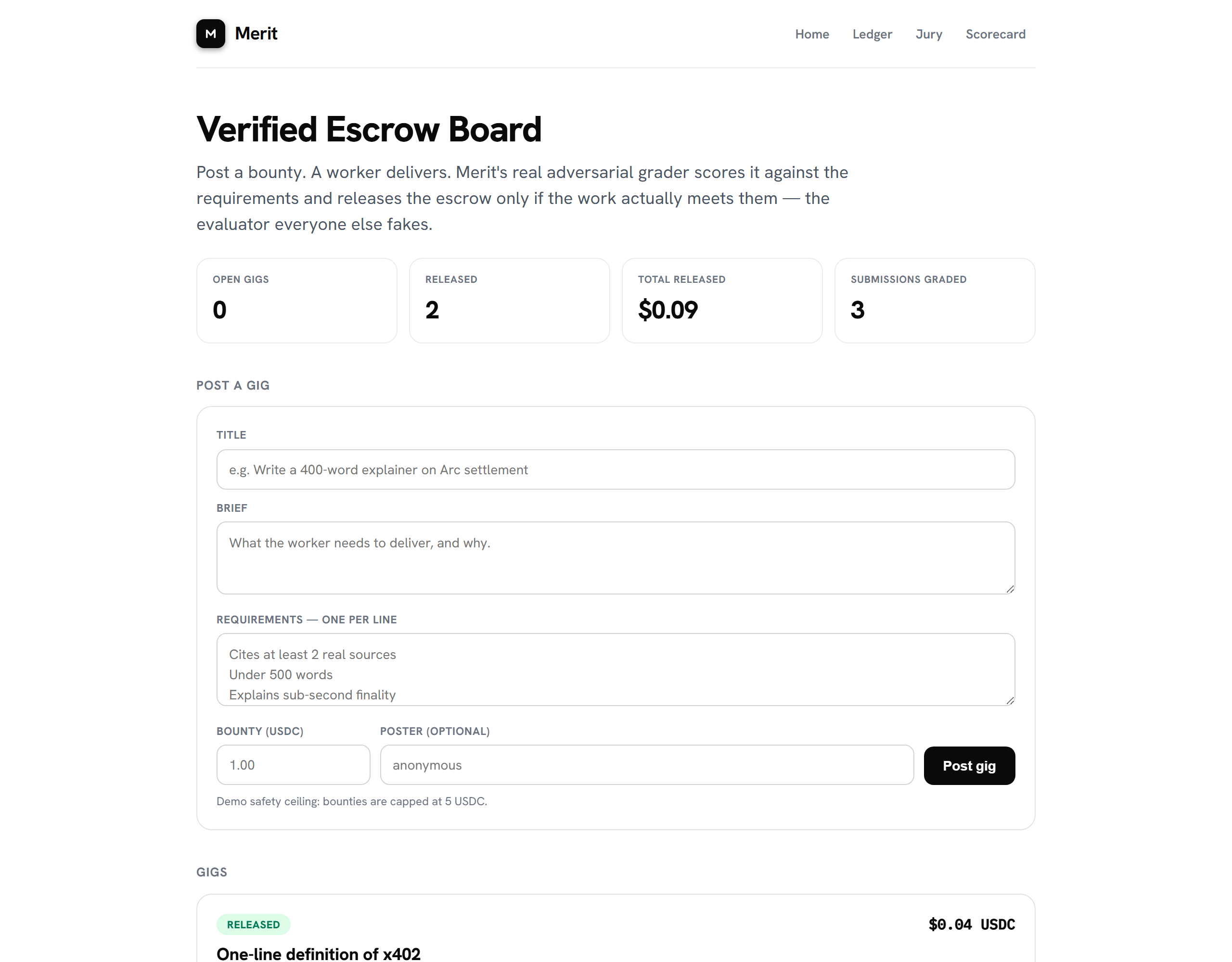Verified escrow board