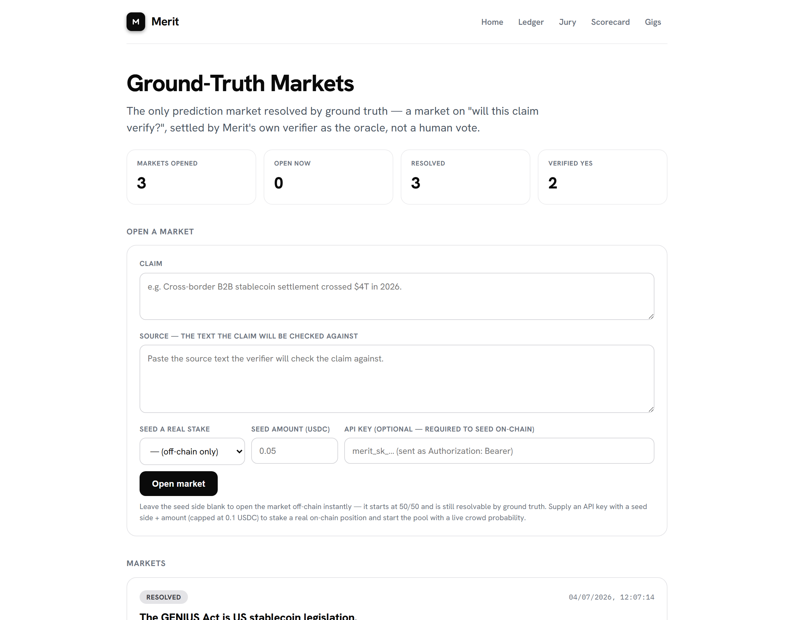 Ground-truth prediction market
