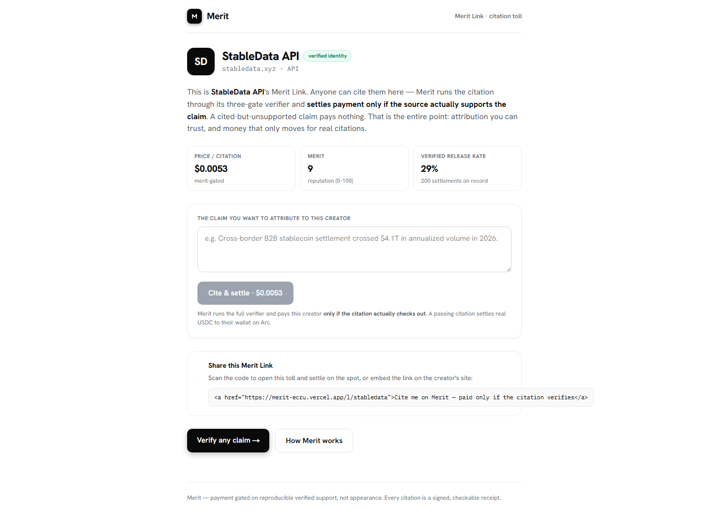 A creator's public Merit Link citation toll