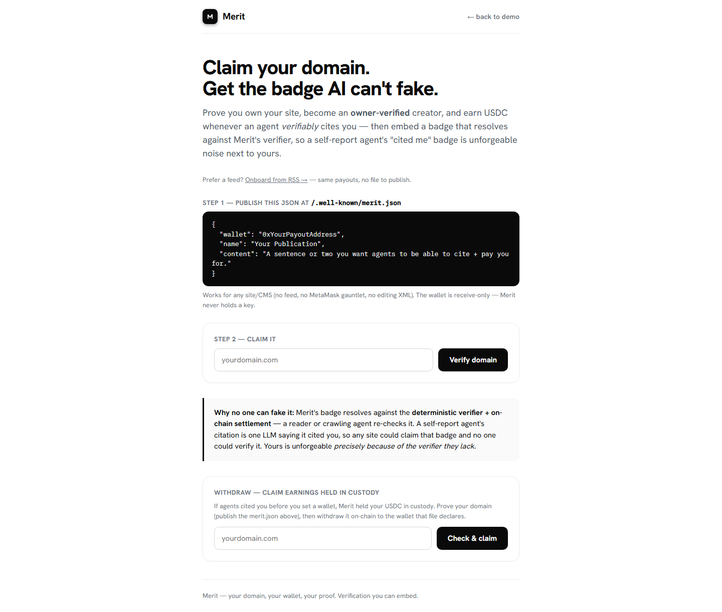 Domain passport and the Cited-by-AI badge